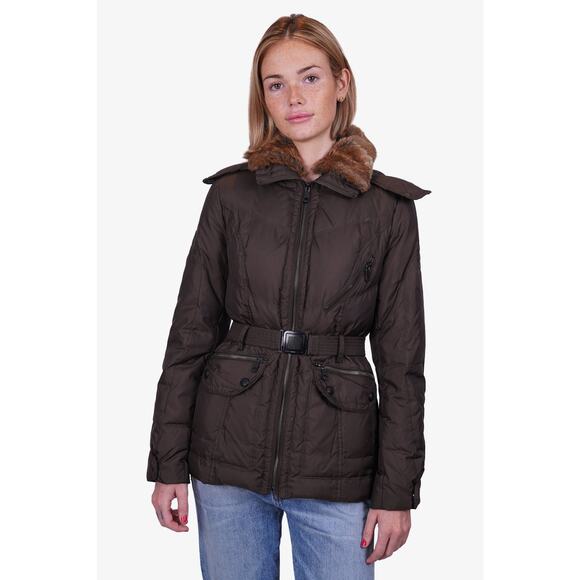Andrew Marc Down Jacket Fur Collar with Belt Size S